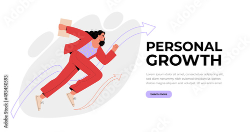 Businesswoman running towards her goal.