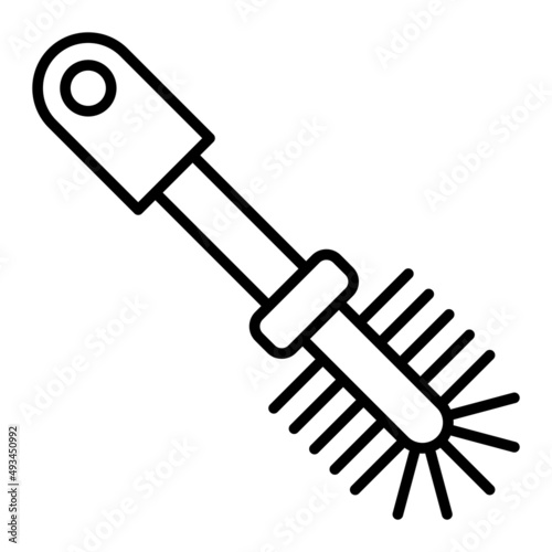 Cleaning Brush Vector Outline Icon Isolated On White Background