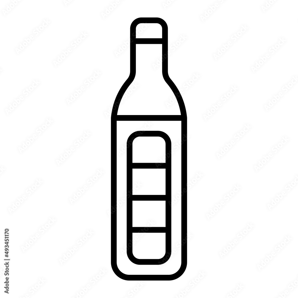 Bottle Vector Outline Icon Isolated On White Background
