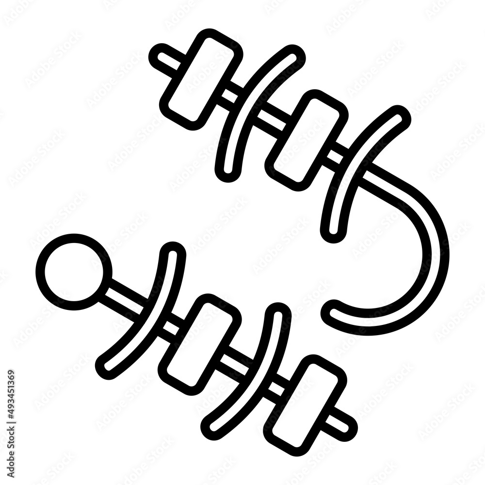 Shish Kebab Vector Outline Icon Isolated On White Background Shish Kebab Vector Outline Icon Isolated On White Background
