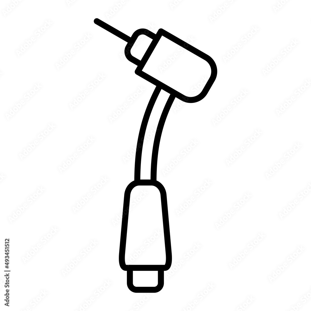 Dental Drill Vector Outline Icon Isolated On White Background Dental Drill Vector Outline Icon Isolated On White Background