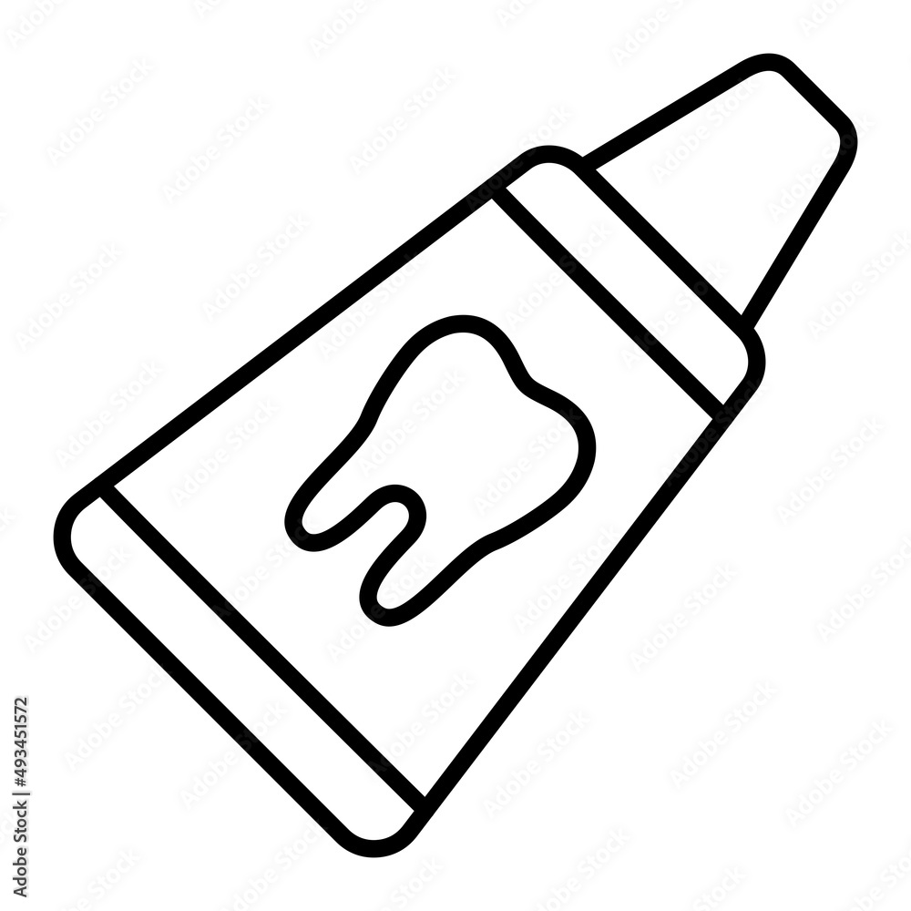 Toothpaste Vector Outline Icon Isolated On White Background