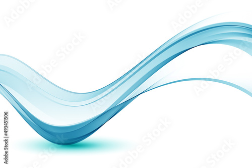 Transparent wavy lines for design. Wave of blue transparent smoke. Abstract vector element.