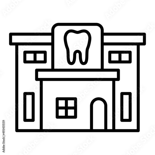 Dental Clinic Vector Outline Icon Isolated On White Background