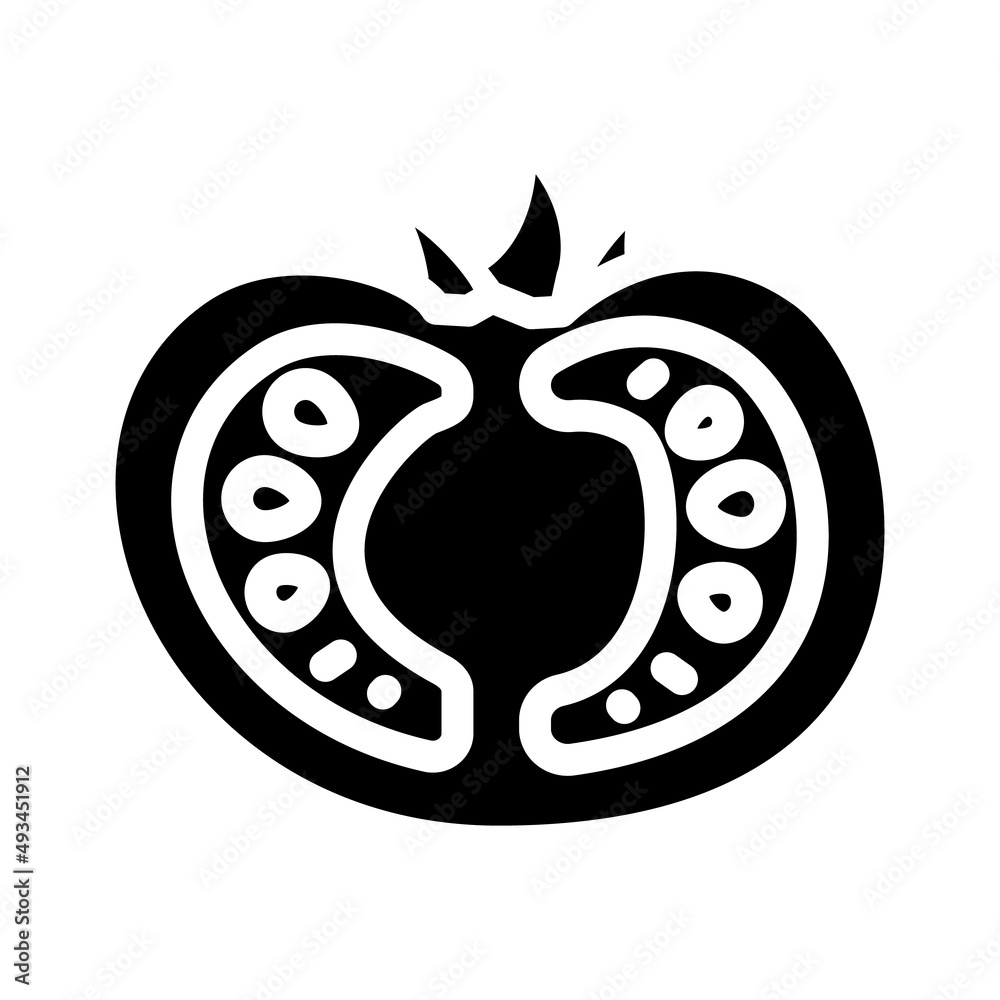 half tomato glyph icon vector. half tomato sign. isolated contour symbol black illustration half tomato glyph icon vector. half tomato sign. isolated contour symbol black illustration