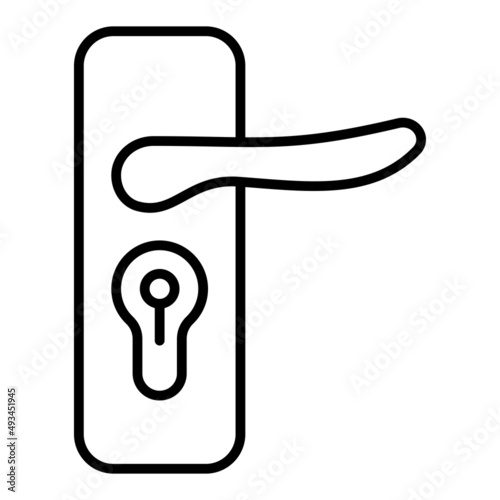 Door Lock Vector Outline Icon Isolated On White Background