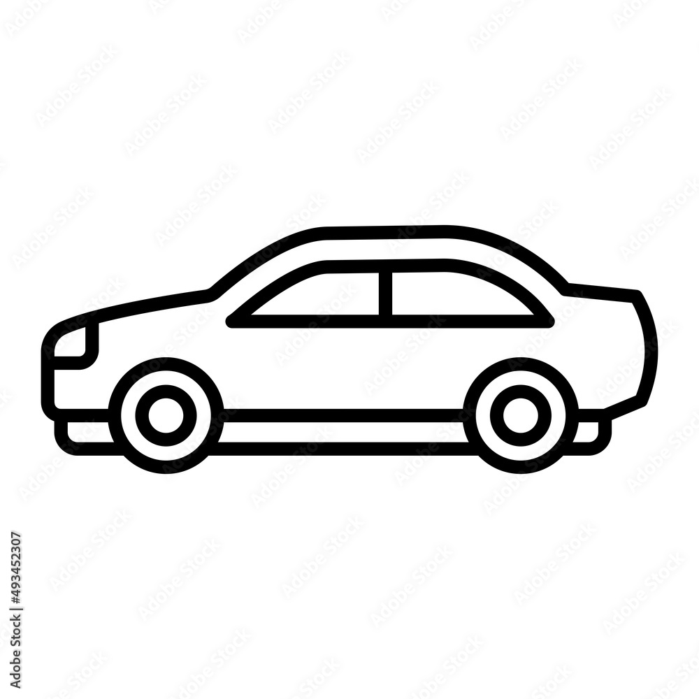 Car Vector Outline Icon Isolated On White Background