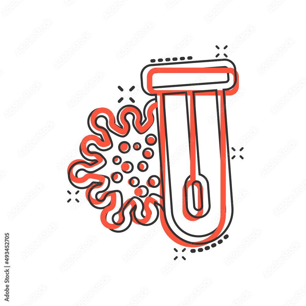 Coronavirus test icon in comic style. covid-19 cartoon vector illustration on isolated background. Medical diagnostic splash effect sign business concept. Coronavirus test icon in comic style. covid-19 cartoon vector illustration on isolated background. Medical diagnostic splash effect sign business concept.