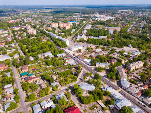 Aerial view of Yegoryevsk - Russian town and administrative center in sunny spring day © JackF