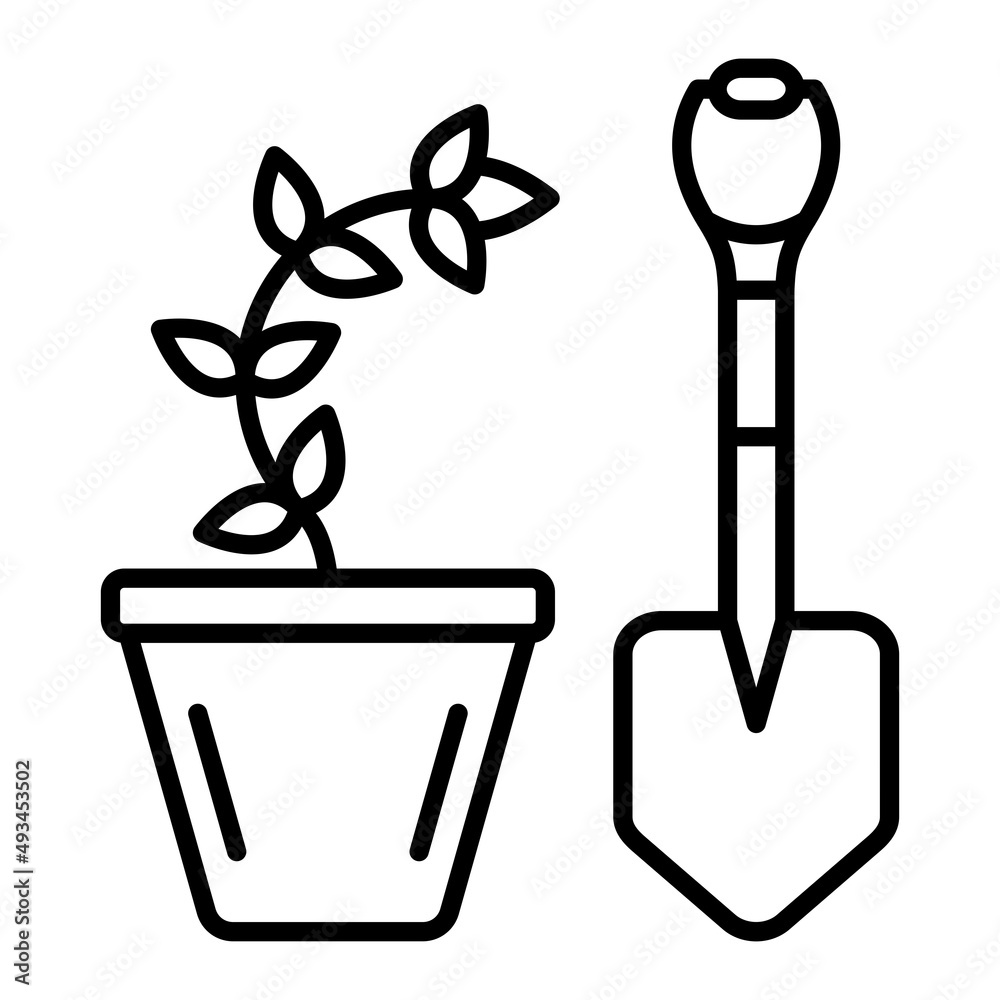 Planting Vector Outline Icon Isolated On White Background Planting Vector Outline Icon Isolated On White Background