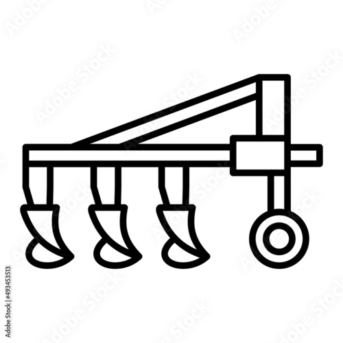 Plow Vector Outline Icon Isolated On White Background
