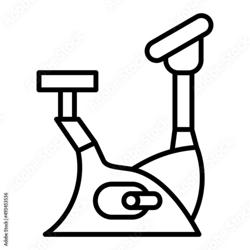 Stationary Bike Vector Outline Icon Isolated On White Background