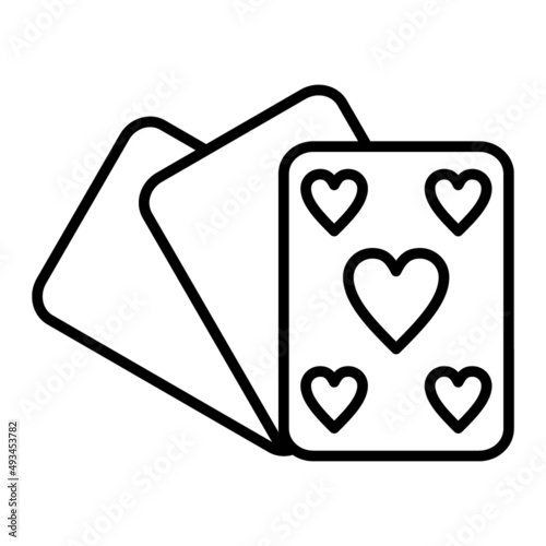 Playing Cards Vector Outline Icon Isolated On White Background
