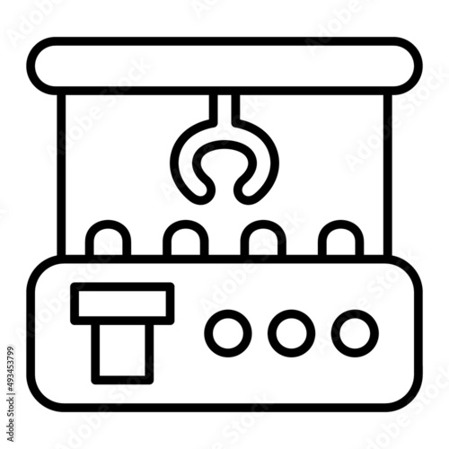 Claw Machine Vector Outline Icon Isolated On White Background