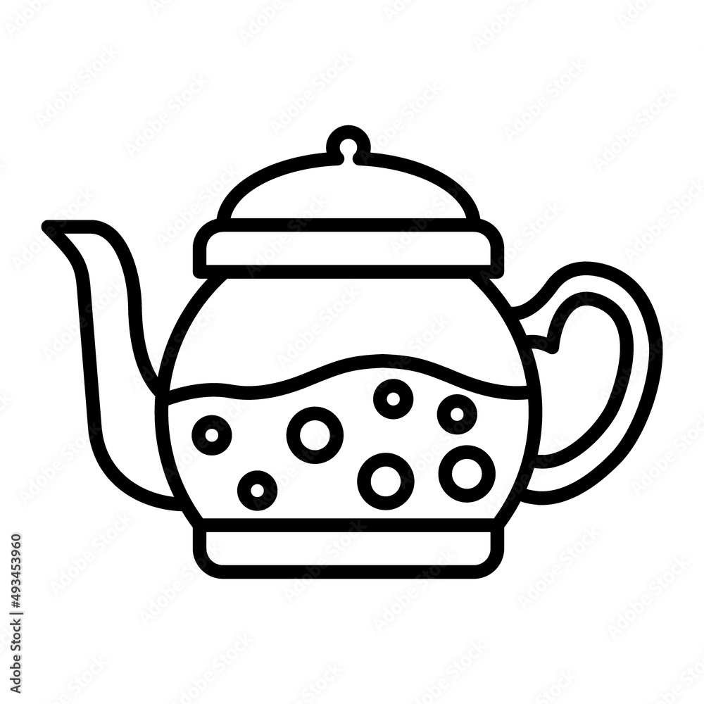 Obraz premium Kettle Vector Outline Icon Isolated On White Background