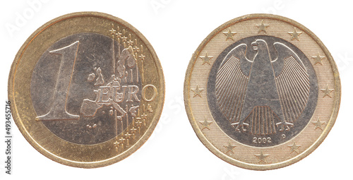 Wallpaper Mural Germany - circa 2002 a 1 Euro coin of Germany with a map of Europe and the heraldic animal of the Federal Republic of Germany, the eagle Torontodigital.ca