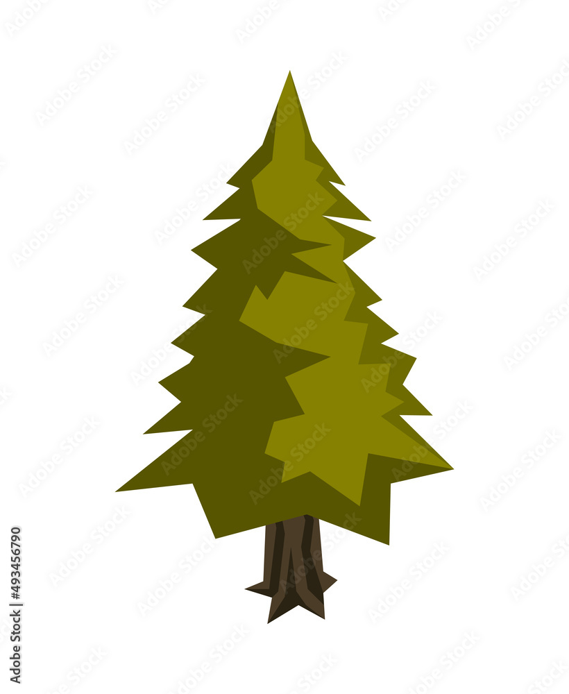Fototapeta premium Fir Tree Isometric Composition