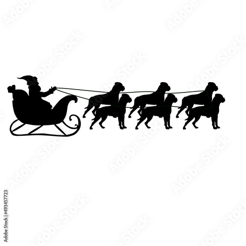 Bullmastiff  santa claus sleigh