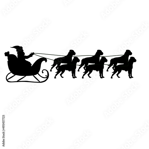 Bullmastiff, santa claus sleigh
