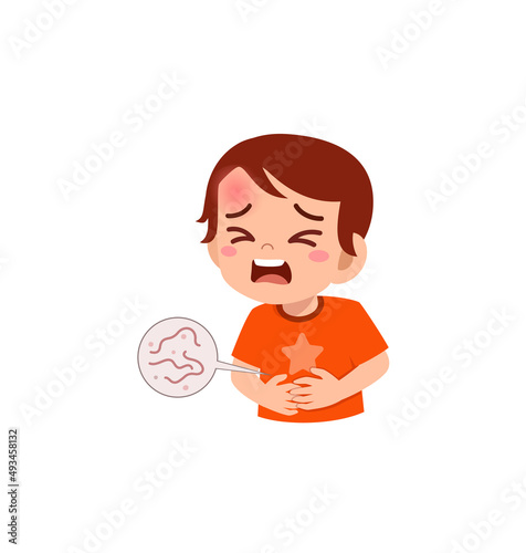 little kid has parasite worm in stomach