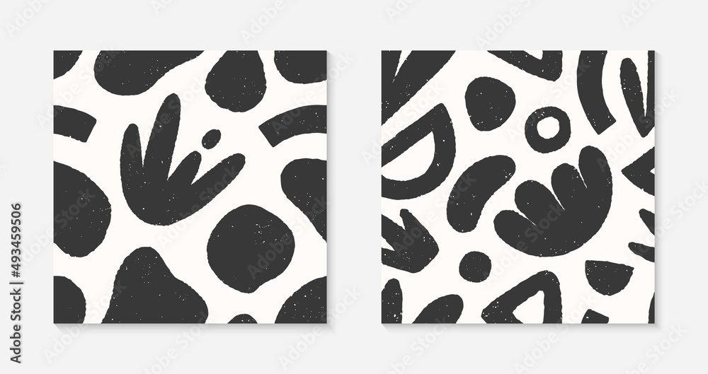 Set of black and white seamless patterns with hand drawn organic shapes,lines,doodles and elements.Natural forms.Vector trendy designs for prints,flyers,banners,fabric,invitations,branding,covers. Set of black and white seamless patterns with hand drawn organic shapes,lines,doodles and elements.Natural forms.Vector trendy designs for prints,flyers,banners,fabric,invitations,branding,covers.