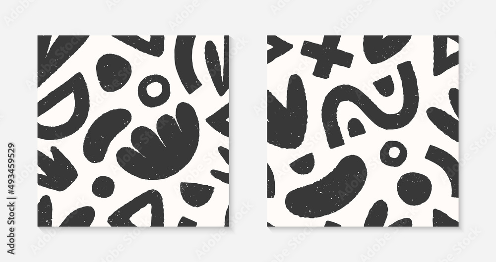 Set of black and white seamless patterns with hand drawn organic shapes,lines,doodles and elements.Natural forms.Vector trendy designs for prints,flyers,banners,fabric,invitations,branding,covers. Set of black and white seamless patterns with hand drawn organic shapes,lines,doodles and elements.Natural forms.Vector trendy designs for prints,flyers,banners,fabric,invitations,branding,covers.