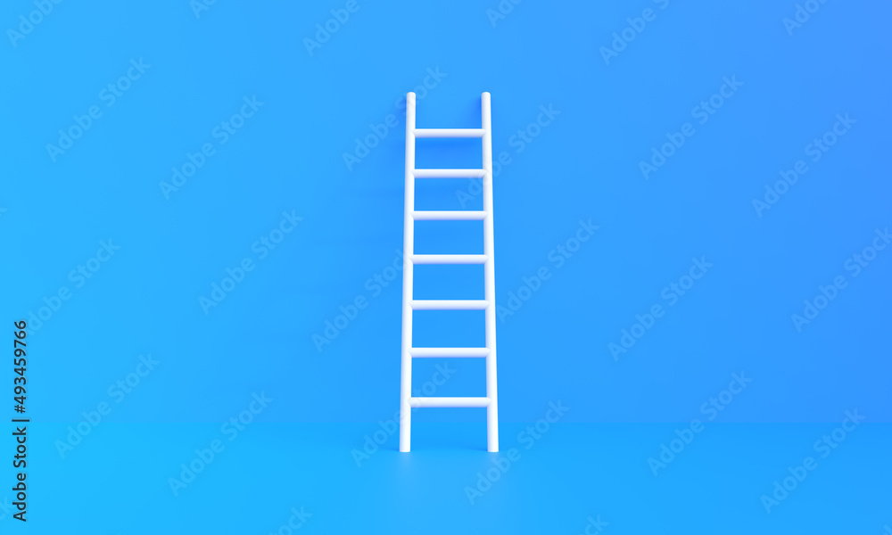 Ladder on a blue wall background. Leadership minimal creative concept. 3d rendering 3d illustration Ladder on a blue wall background. Leadership minimal creative concept. 3d rendering 3d illustration
