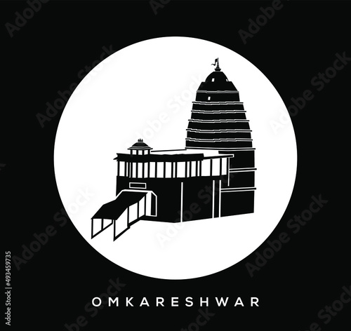 lord shiva (Omkareshwar Jyotirlinga) temple vector icon. Omkareshwar temple, Madhya Pradesh temple. photo