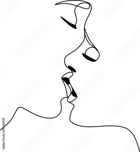 Continuous Drawing Of Two Lesbians Kissing Each Other