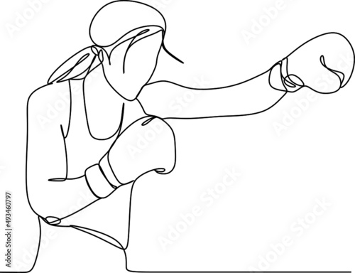 Continuous line art or one line drawing of a healthy boxer vector illustration.