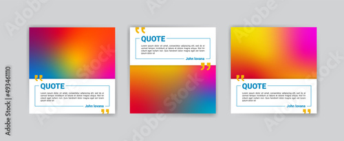 Collection of Social Media Post Design Templates for Quotes. Blurred background vector set with modern abstract blurred color gradient pattern.