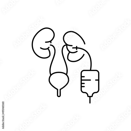 Nephrostomy color line icon. Human diseases.