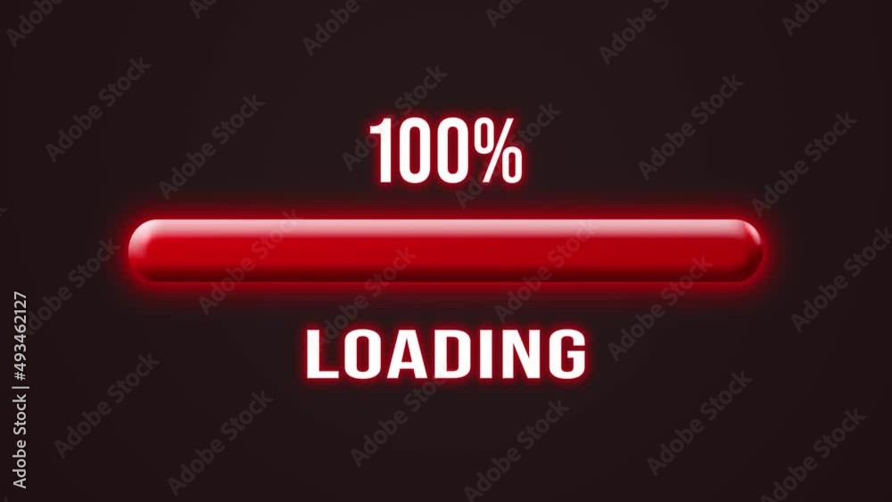 Video animation of a modern glowing preloader bar for loading progress in red - abstract background - seamless loop