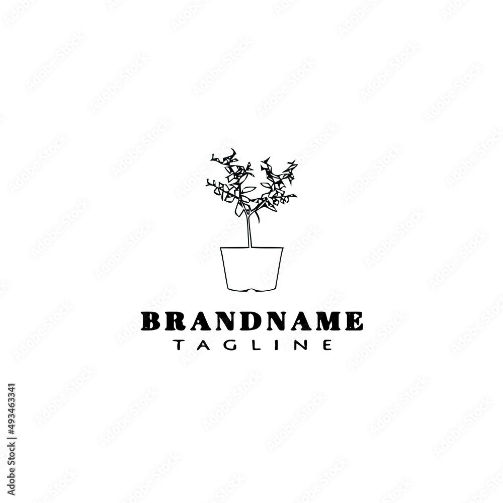 Obraz premium potted plant logo cartoon icon design template vector