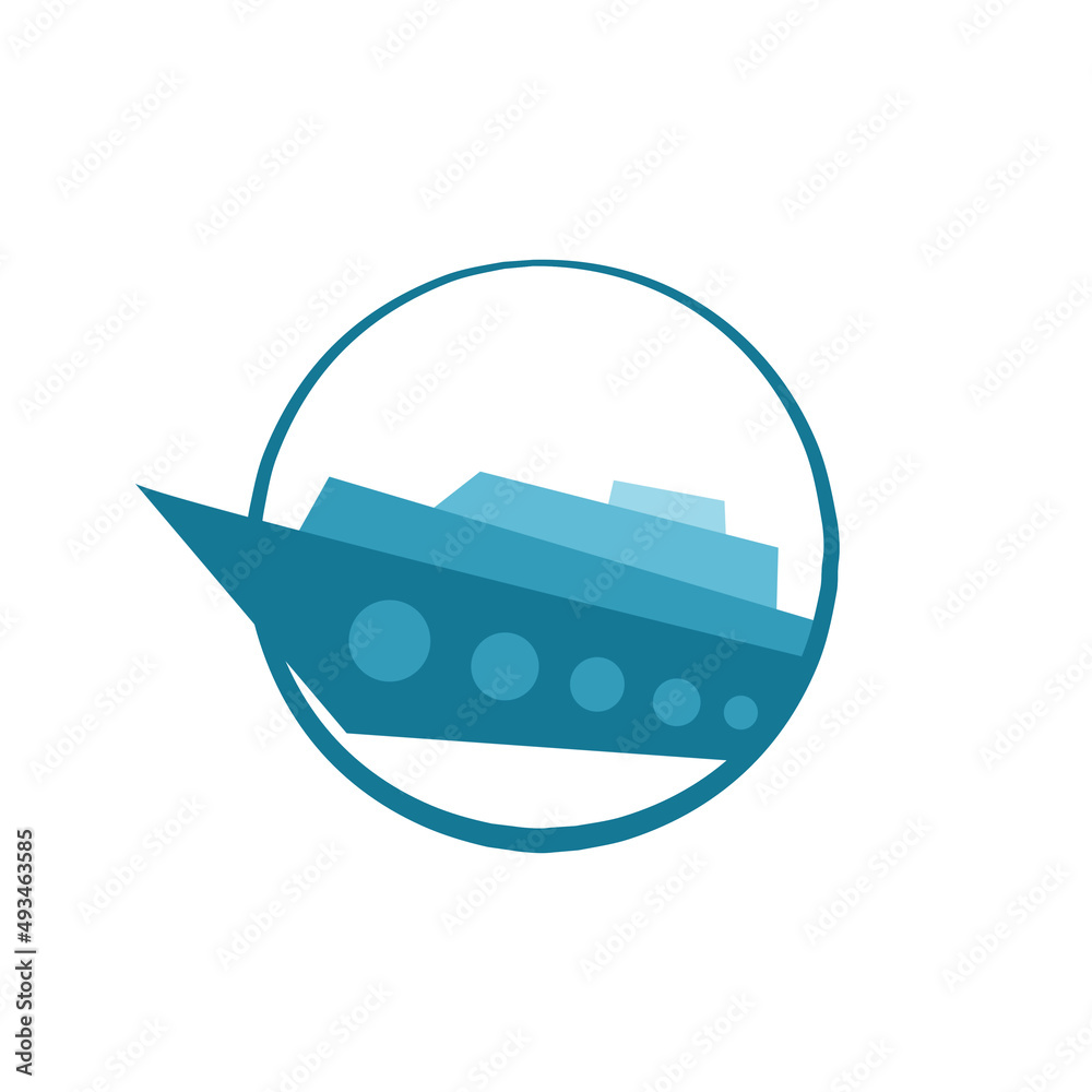 Logo illustration for a marine company. Yacht, vessel, ship, boat icon.