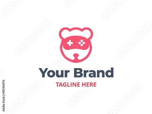 bear game logo design template animal concept controller