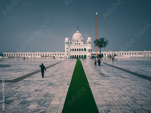 Gurdwara Sri Darbar Sahib, Kartarpur - February, 14, 2021: Narowal, Pakistan, Opened on 09 Nov 2019, also claimed to be the largest Gurdwara in the world and second holiest site of Sikh Religion. photo