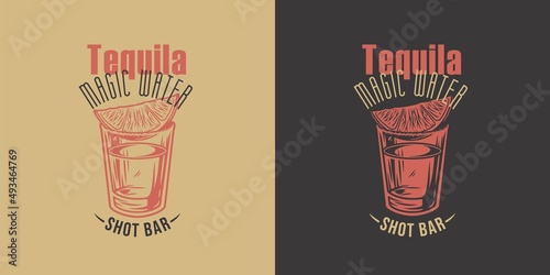 Tequila vector shot with lime and salt. Hand drawn illustration converted to vector isolated on white background