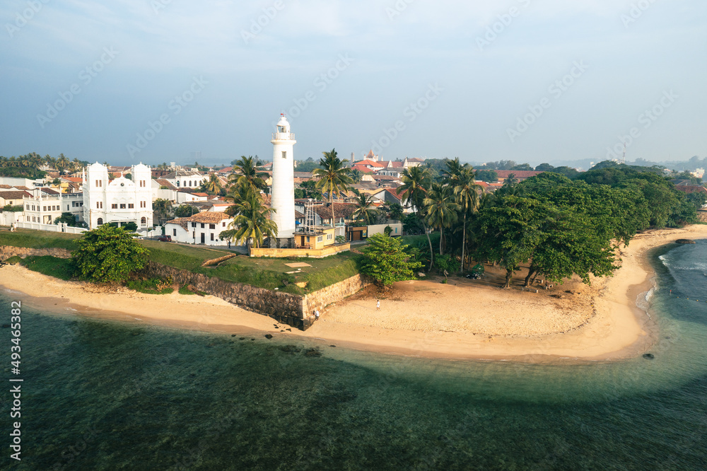 Fototapeta premium Galle Aerial View. The Fort Galle and Lighthouse. Sri Lanka. 