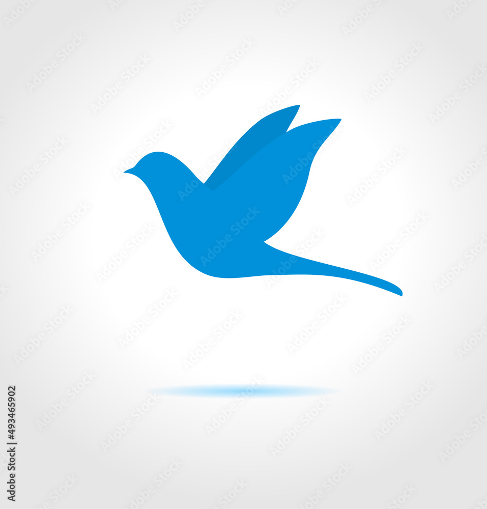 Blue bird on gray background. Abstract vector symbol. Blue bird on gray background. Abstract vector symbol.