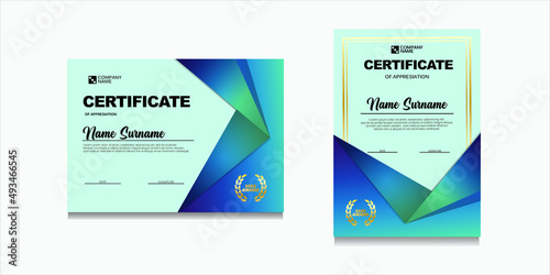 set of certificate blue elegant