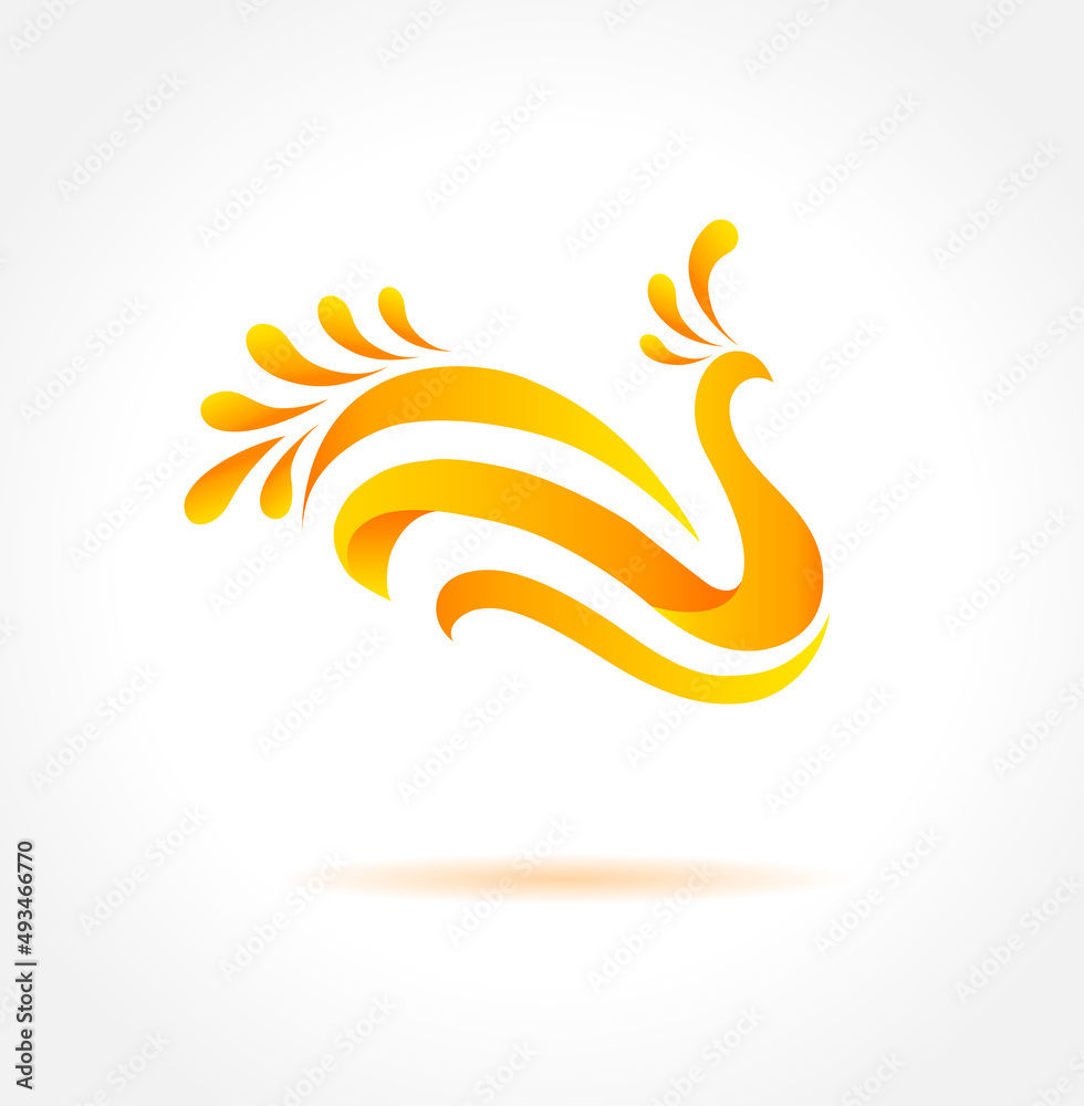 Naklejka premium Orange bird. Creative symbol of happiness and fortune