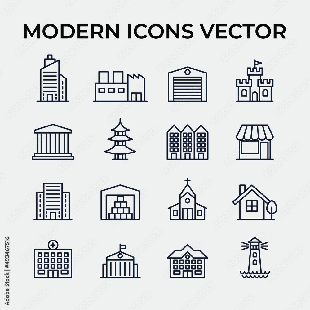 Building set icon symbol template for graphic and web design collection logo vector illustration