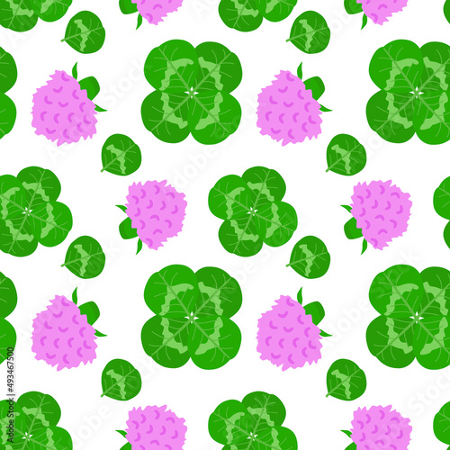 Fototapeta Naklejka Na Ścianę i Meble -  Clover leaves and clover flower. Seamless pattern. Can be used for wallpaper, fill web page background, surface textures