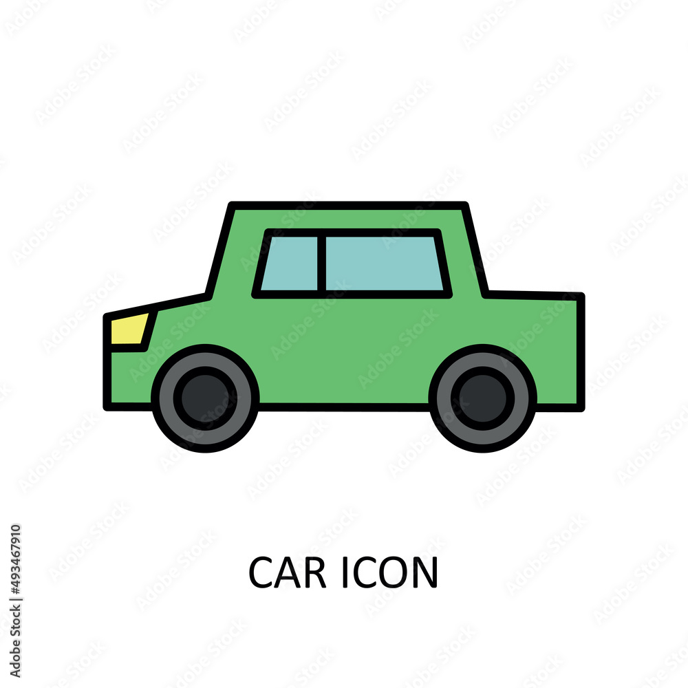 Vector illustration with car icon. Outline drawing