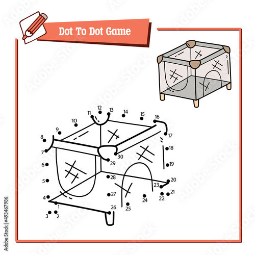 vector educational game illustration of dot to dot puzzle with doodle baby area