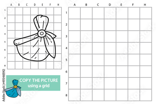 vector illustration of grid copy picture educational puzzle game with doodle sling 