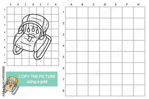 vector illustration of grid copy picture educational puzzle game with doodle swing