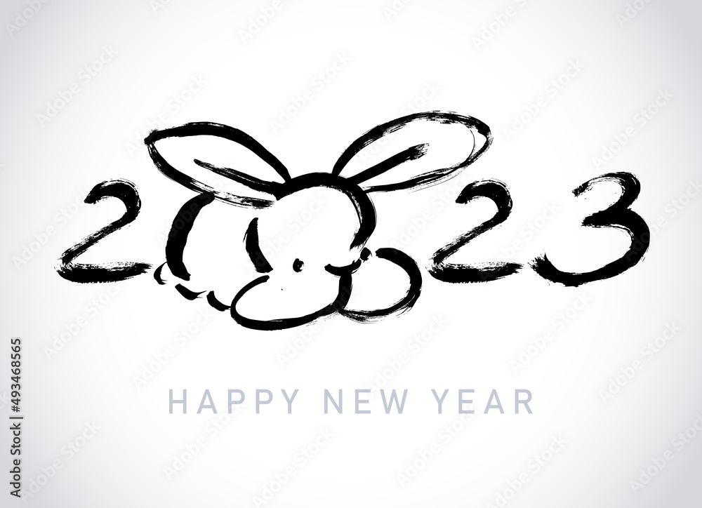 Rabbit. Greeting card design template with Chinese calligraphy for 2023 New Year of the rabbit. Lunar new year 2023. Zodiac sign for greetings card, invitation, posters, banners, calendar Rabbit. Greeting card design template with Chinese calligraphy for 2023 New Year of the rabbit. Lunar new year 2023. Zodiac sign for greetings card, invitation, posters, banners, calendar