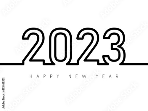 Happy new year 2023 vector illustration. Minimalistic design, trendy style, 2023 calendar. Black and white 2023 design